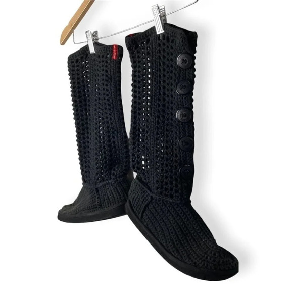 LIVS Black Crochet Button Up Washable Boots - Picture 5 of 6